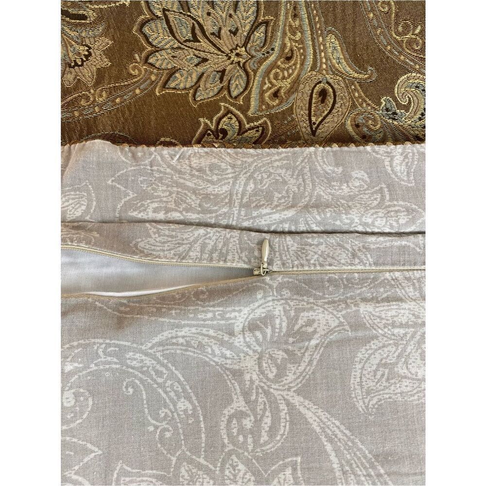 Croscill Gold and Brown Damask Decorative Pillow Cover - Picture 7 of 9